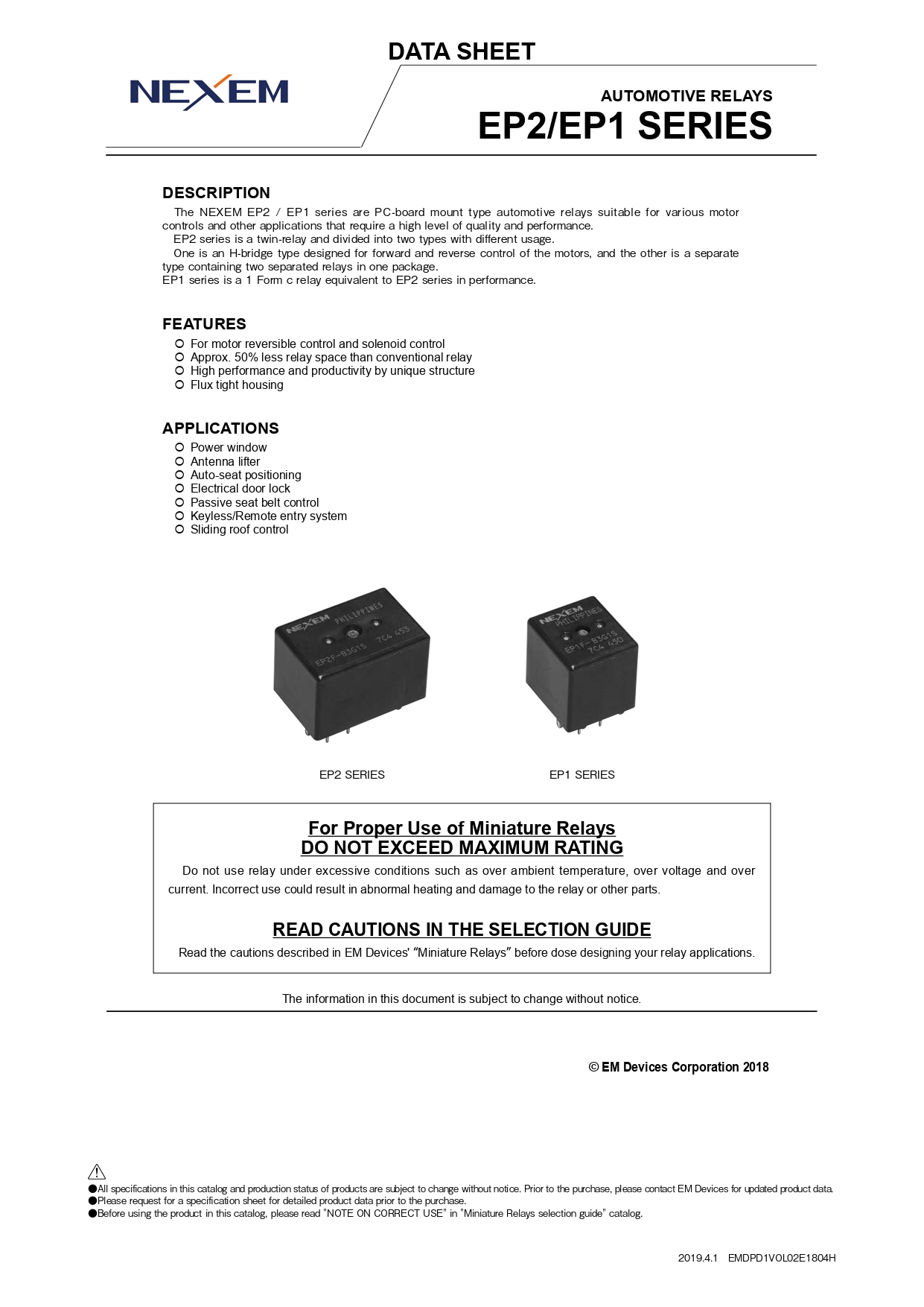 Miniature Power Relay Data Sheet pdfimage