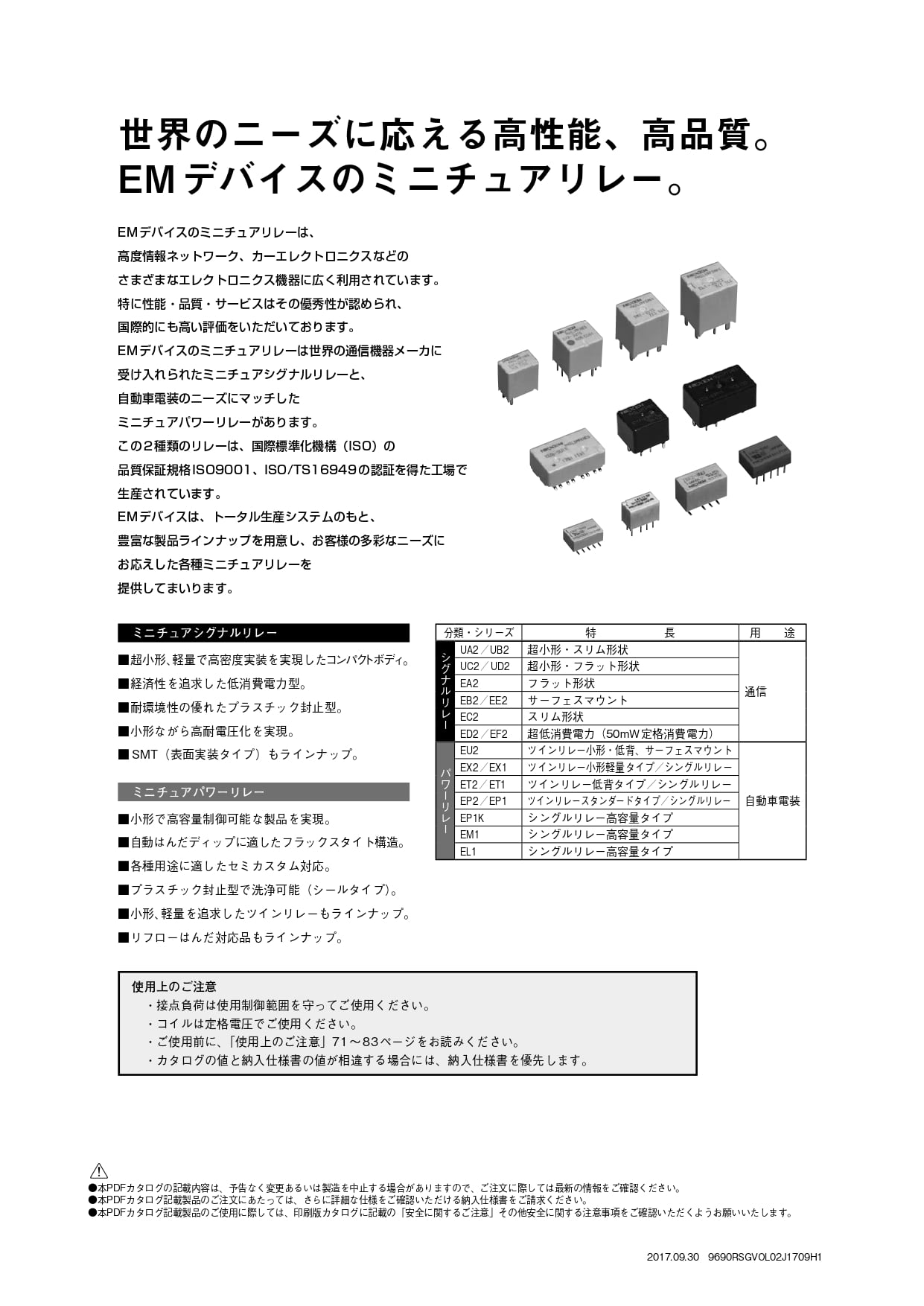 ミニチュアリレーセレクションガイド　pdf画像