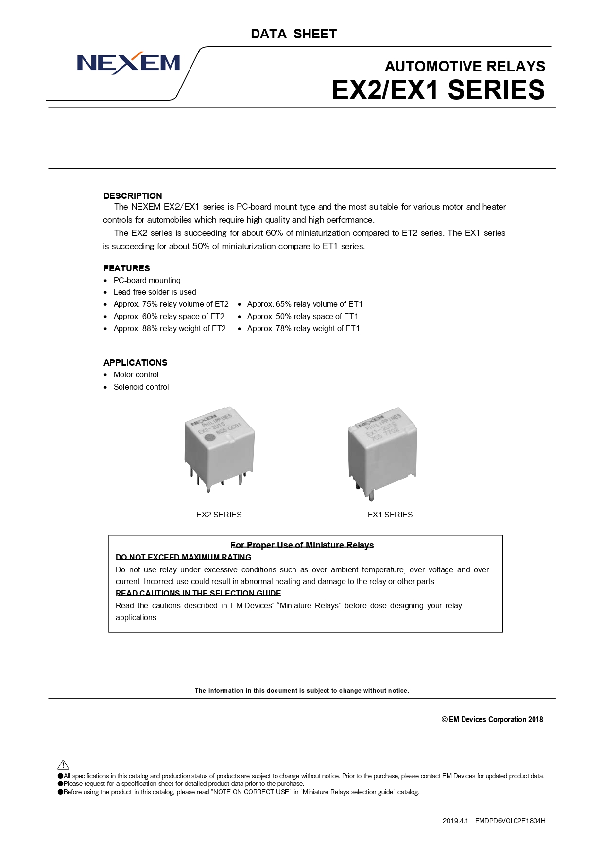 Miniature Power Relay Data Sheet pdfimage