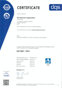 EM Devices Corporation ISO9001 CERTIFICATE Valid until 2027-10-02のサムネイル