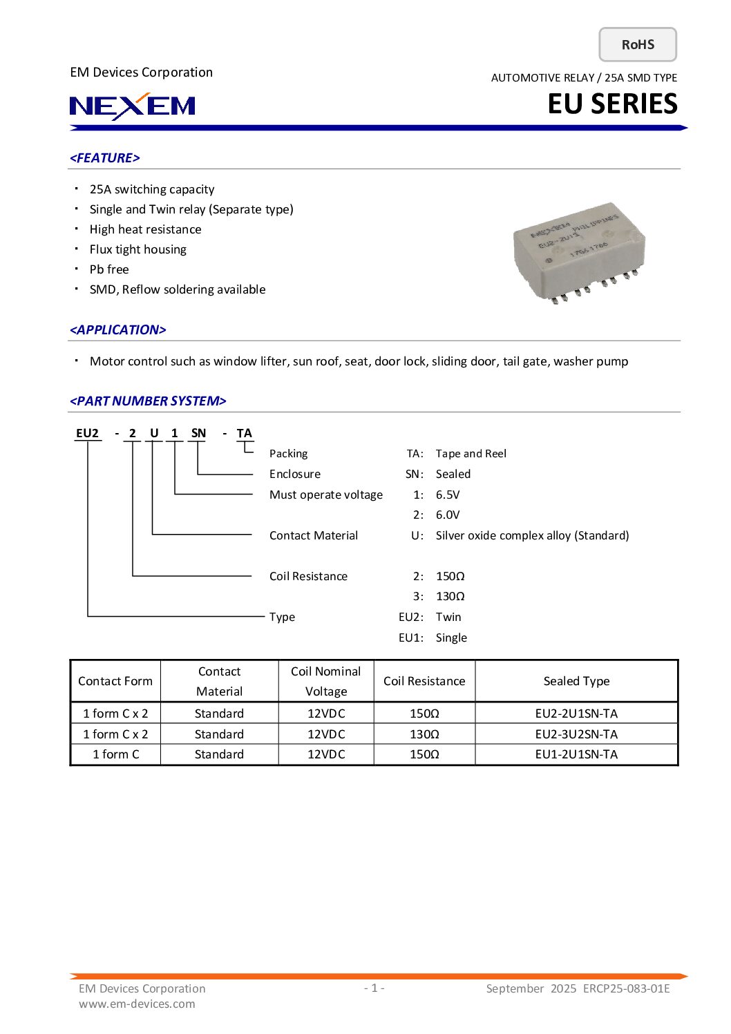 Automotive Power Relay Data Sheet pdfimage